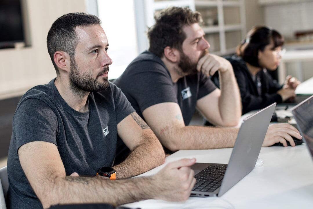 Professional driving school team in office
